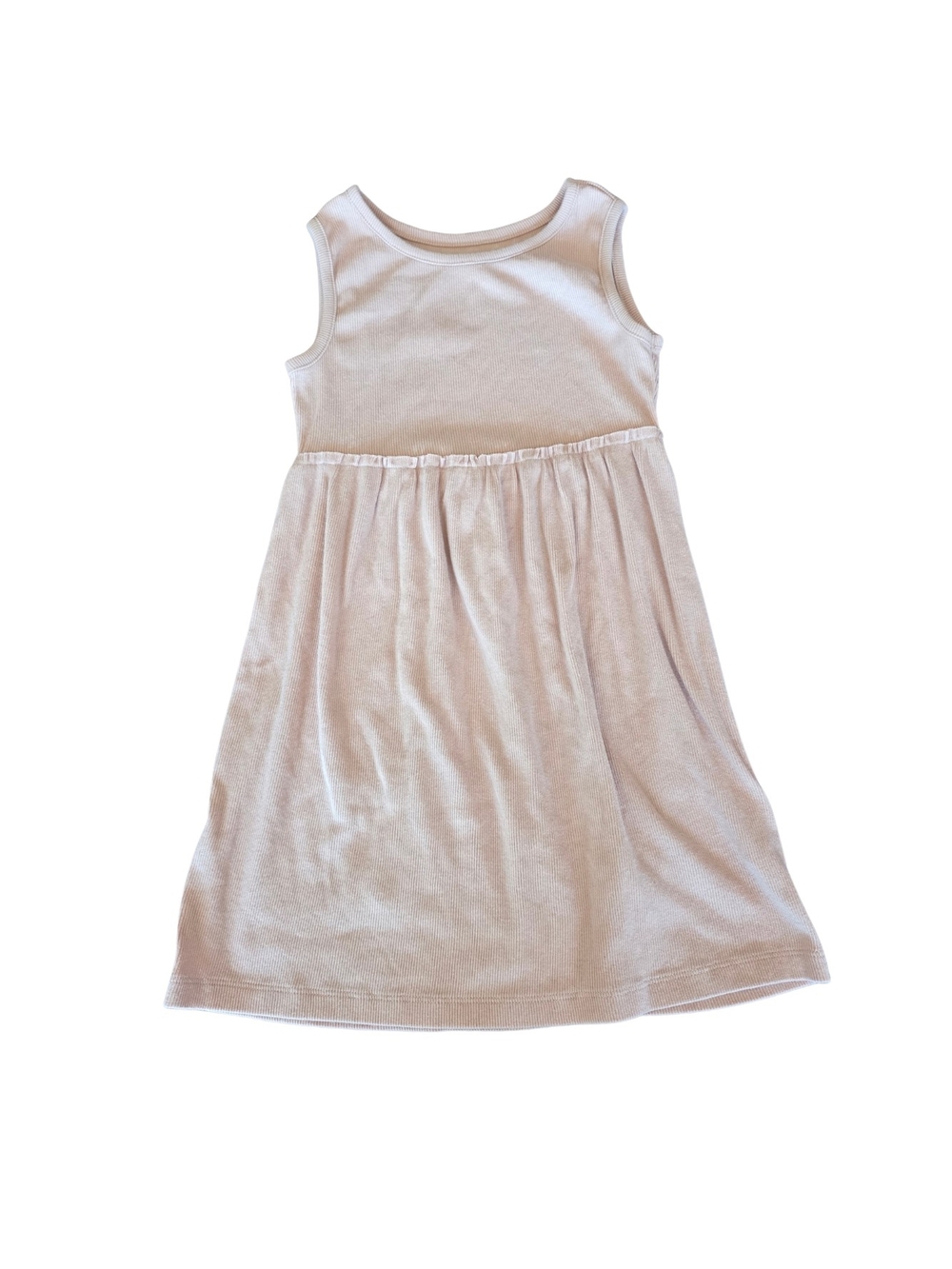 Girls' Sleeveless Salmon Cream Knit Dress - Casual Everyday